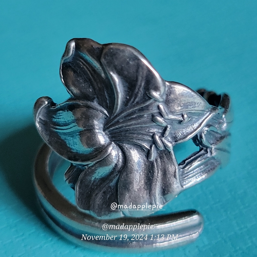 Vintage Daffodil Spoon Ring in Sterling Silver Luxury Designer Celebrity #138 - Picture 10 of 16